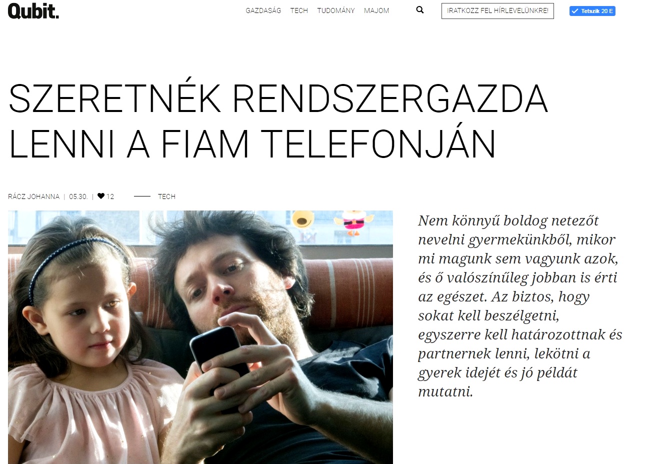 Ismét címlapon a Funside: szülői tanfolyamunkon járt a Qubit.hu